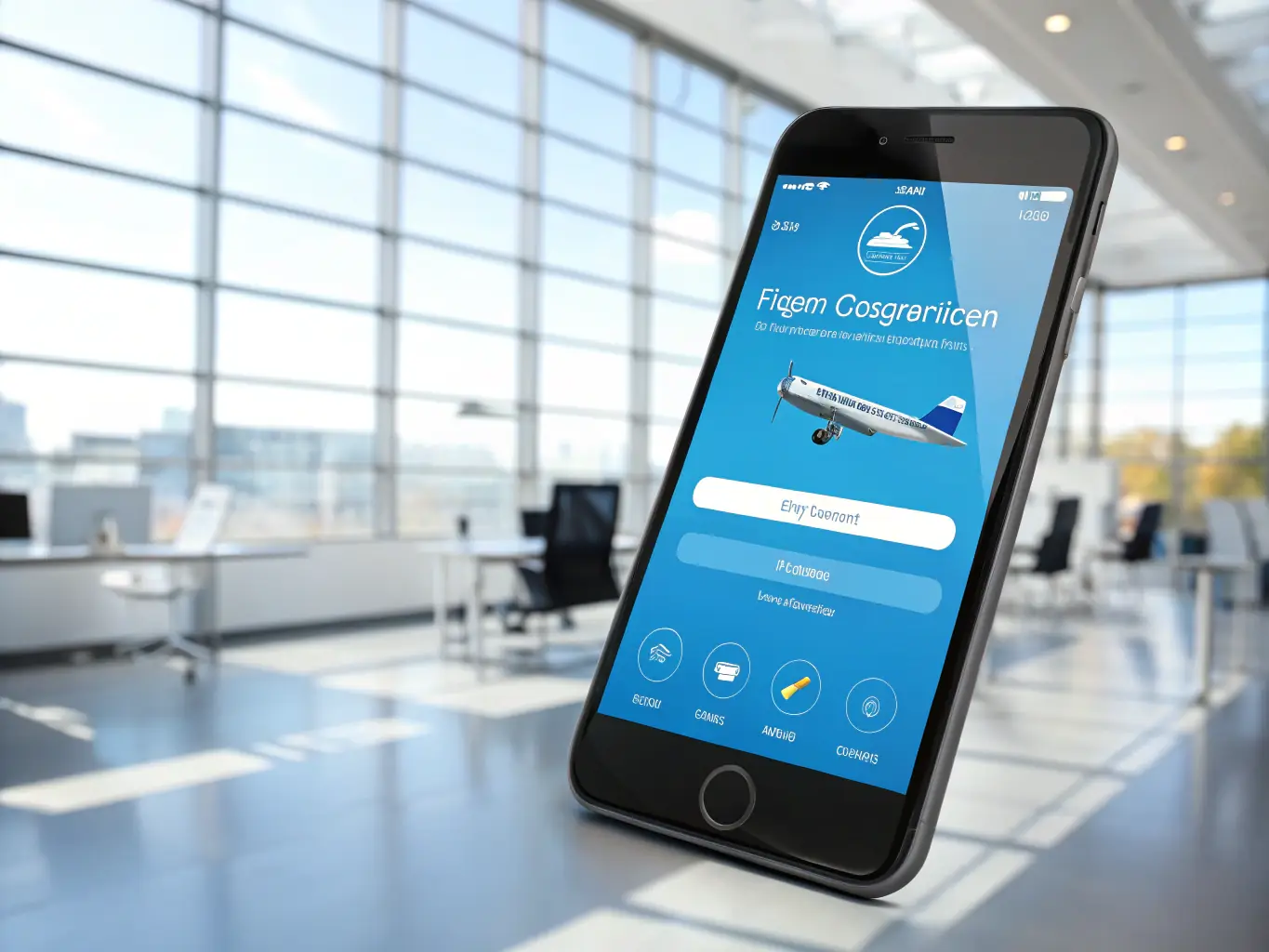 A smartphone displaying the Skyscanner app, showing flight search results with various destinations and prices, with a focus on finding the best deals.